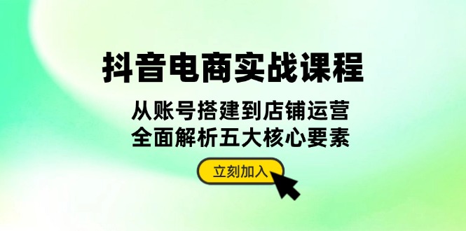 抖音 电商实战课程：从账号搭建到店铺运营，全面解析五大核心要素-卿云社