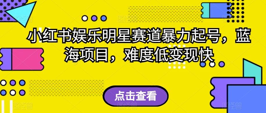 小红书娱乐明星赛道暴力起号，蓝海项目，难度低变现快【揭秘】-卿云社