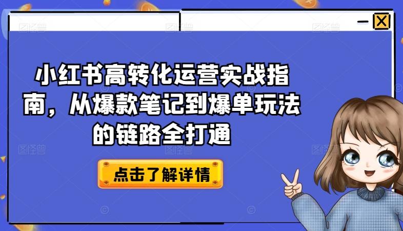 小红书高转化运营实战指南，从爆款笔记到爆单玩法的链路全打通-卿云社