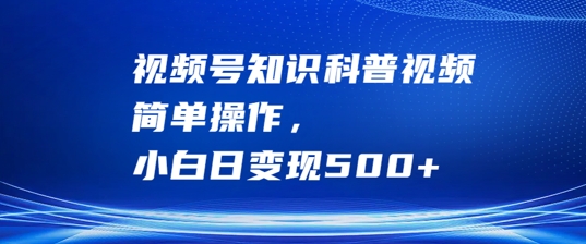 视频号知识科普视频，简单操作，小白日变现500+【揭秘】-卿云社