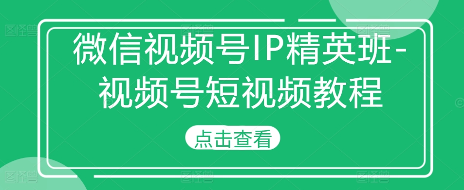 微信视频号IP精英班-视频号短视频教程-卿云社