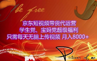 京东短视频带货代运营，学生党、宝妈党超级福利，只需每天无脑上传视频，月入8000+【仅揭秘】-卿云社
