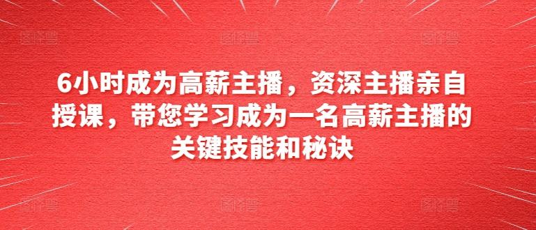 6小时成为高薪主播，资深主播亲自授课，带您学习成为一名高薪主播的关键技能和秘诀-卿云社