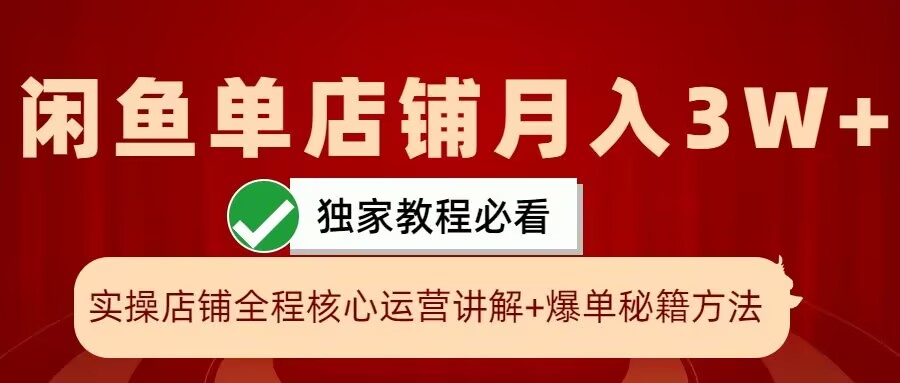 闲鱼单店铺月入3W+实操展示，爆单核心秘籍，一学就会【揭秘】-卿云社