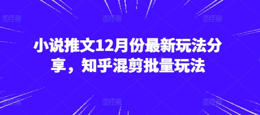 小说推文12月份最新玩法分享，知乎混剪批量玩法-卿云社