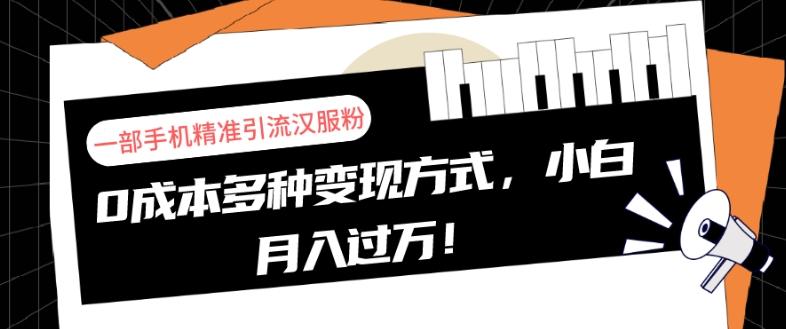 一部手机精准引流汉服粉，0成本多种变现方式，小白月入过万！-卿云社