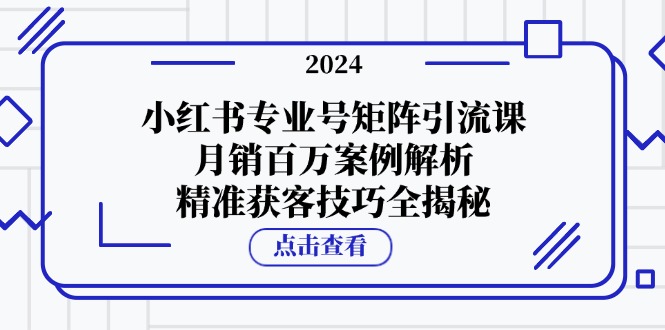 小红书专业号矩阵引流课，月销百万案例解析，精准获客技巧全揭秘-卿云社