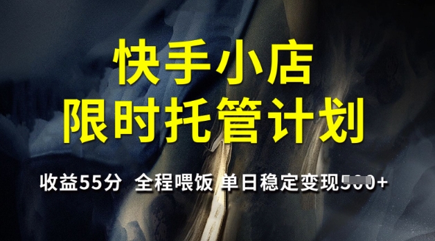 快手小店限时托管计划，收益55分，全程喂饭，单日稳定变现5张【揭秘】-卿云社