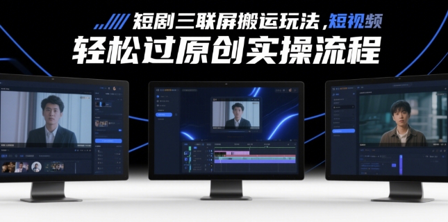 短剧三联屏搬运玩法，短剧搬运轻松过原创实操流程-卿云社