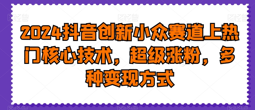 2024抖音创新小众赛道上热门核心技术，超级涨粉，多种变现方式【揭秘】-卿云社