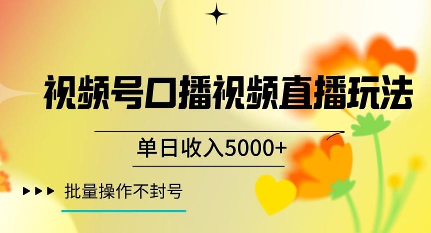 视频号囗播视频直播玩法，单日收入5000+，批量操作不封号【揭秘】-卿云社