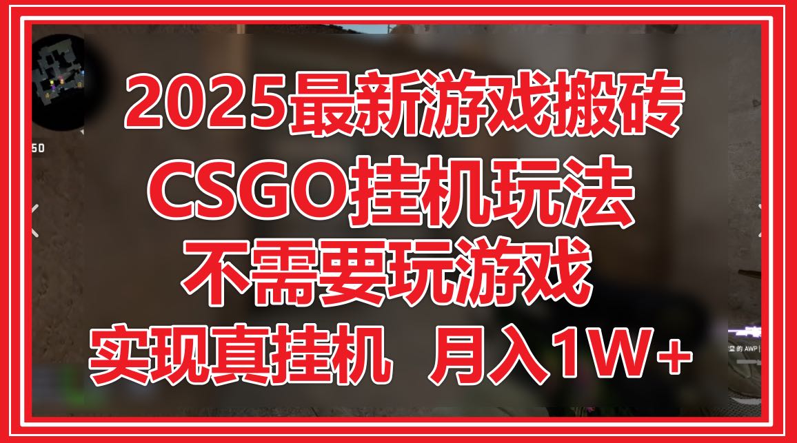2025最新游戏搬砖，CSGO挂机，不需要玩游戏，实现真挂机，月入1W+-卿云社