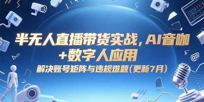 半无人直播带货实战，AI音咖+数字人应用 解决账号矩阵与违规难题(更新7月-卿云社