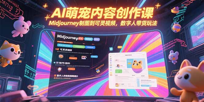 AI萌宠内容创作课，Midjourney制图到可灵视频，数字人带货玩法-卿云社