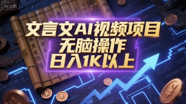 文言文AI视频项目，无脑操作，日入1K以上-卿云社