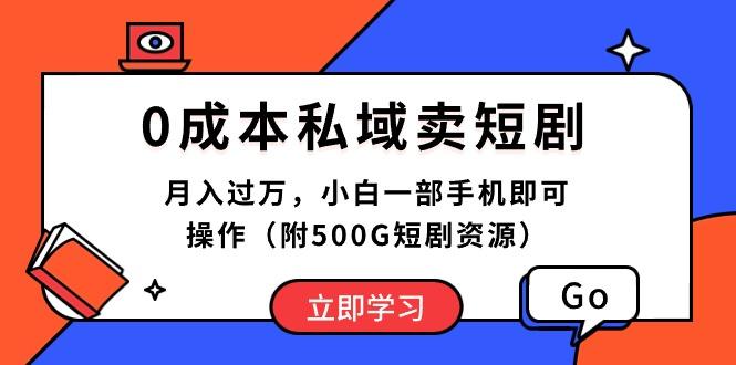 0成本私域卖短剧，月入过万，小白一部手机即可操作(附500G短剧资源-卿云社