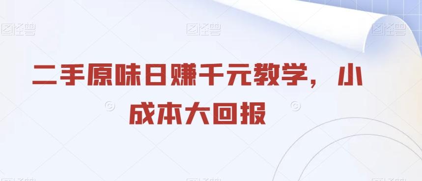 二手原味日赚千元教学，小成本大回报-卿云社