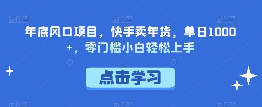 年底风口项目，快手卖年货，单日1000+，零门槛小白轻松上手-卿云社