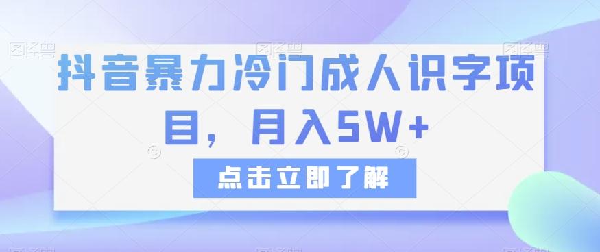 抖音暴力冷门成人识字项目，月入5W+【揭秘】-卿云社