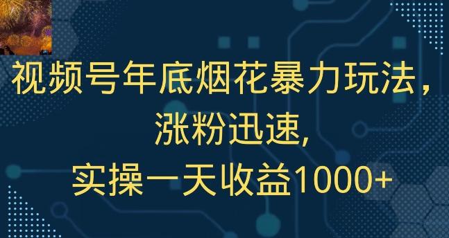 视频号年底烟花暴力玩法，涨粉迅速,实操一天收益1000+-卿云社