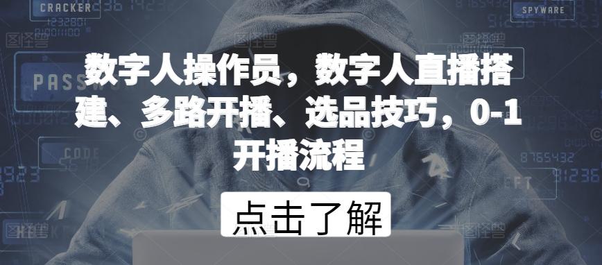 数字人操作员，数字人直播搭建、多路开播、选品技巧，0-1开播流程-卿云社