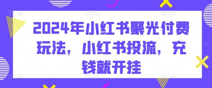 2024年小红书聚光付费玩法，小红书投流，充钱就开挂-卿云社