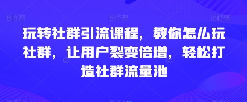 玩转社群引流课程，教你怎么玩社群，让用户裂变倍增，轻松打造社群流量池-卿云社