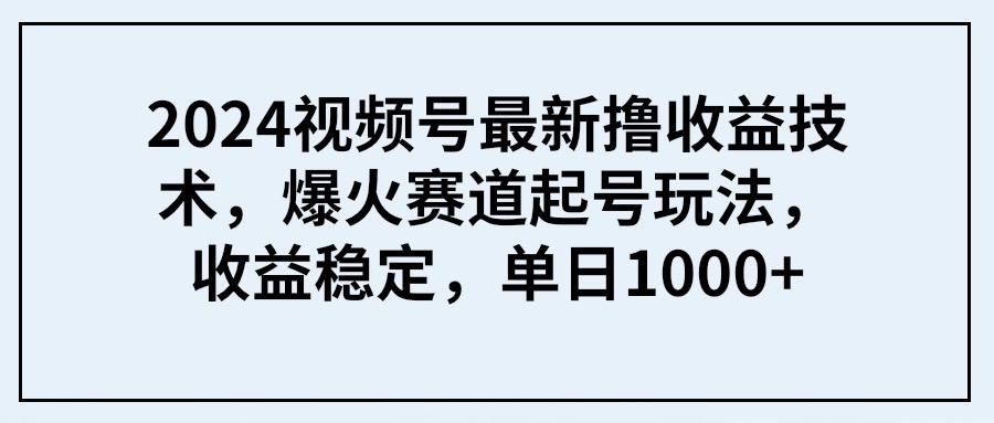 (9651期) 2024视频号最新撸收益技术，爆火赛道起号玩法，收益稳定，单日1000+-卿云社