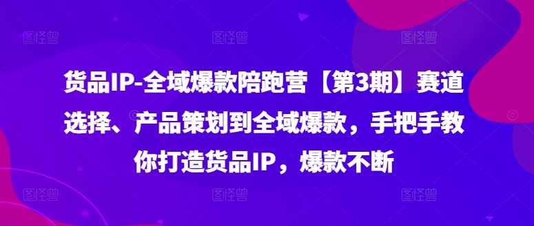 货品IP全域爆款陪跑营【第3期】赛道选择、产品策划到全域爆款，手把手教你打造货品IP，爆款不断-卿云社