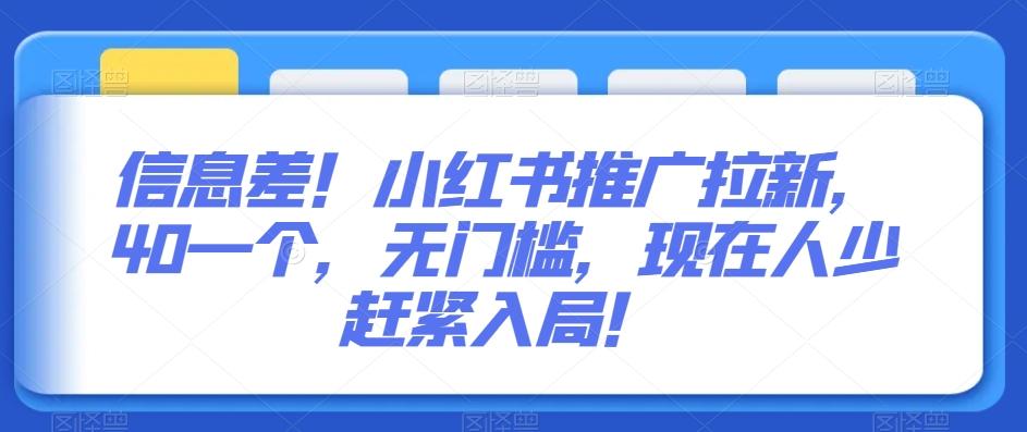 信息差！小红书推广拉新，40一个，无门槛，现在人少赶紧入局！-卿云社