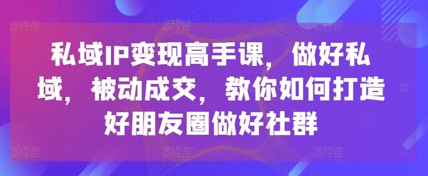 私域IP变现高手课，做好私域，被动成交，教你如何打造好朋友圈做好社群-卿云社