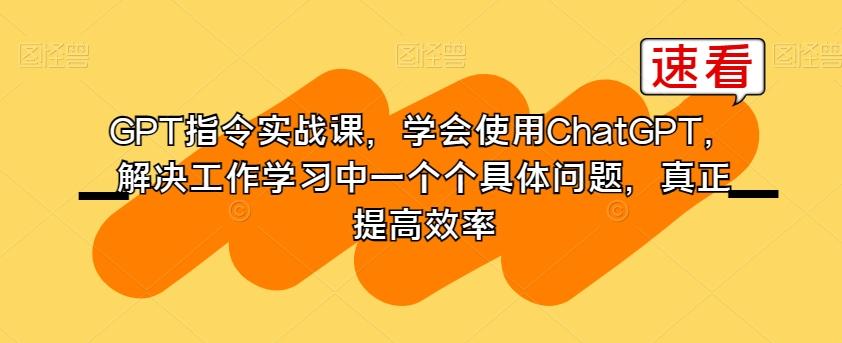 GPT指令实战课，学会使用ChatGPT，解决工作学习中一个个具体问题，真正提高效率-卿云社