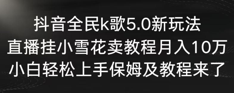 抖音全民k歌5.0新玩法，直播挂小雪花卖教程月入10万，小白轻松上手，保姆及教程来了【揭秘】-卿云社