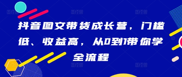 抖音图文带货成长营，门槛低、收益高，从0到1带你学全流程-卿云社