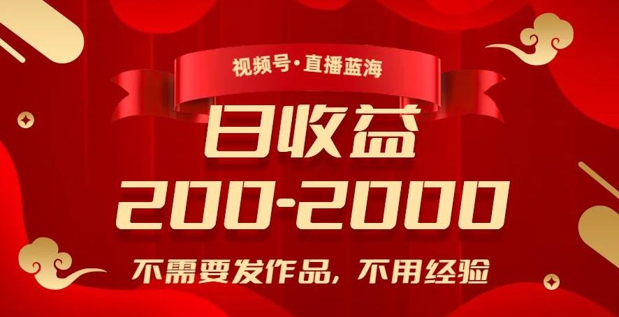 视频号直播蓝海，不需要发作品，不用经验，日入200-2000+【揭秘】-卿云社