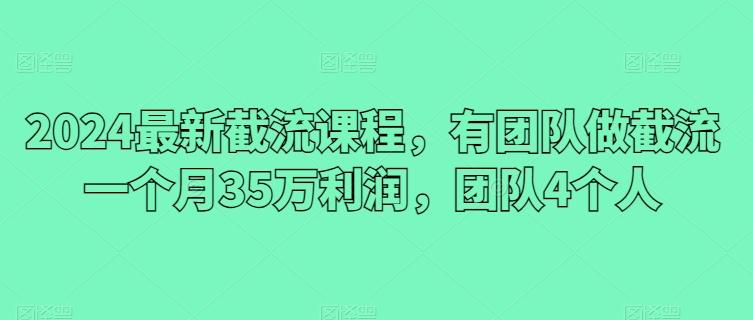 2024最新截流课程，有团队做截流一个月35万利润，团队4个人-卿云社
