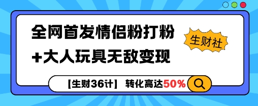 【生财36计】全网首发情侣粉打粉+大人玩具无敌变现-卿云社