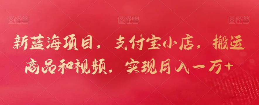新蓝海项目，支付宝小店，搬运商品和视频，实现月入一万+【揭秘】-卿云社