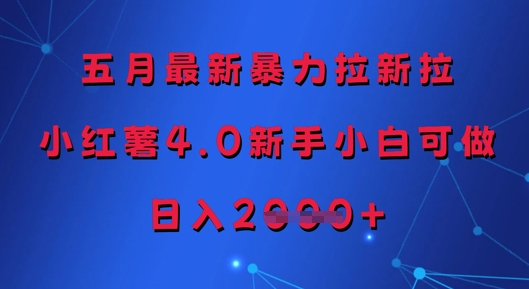五月最新暴力拉新拉，小红薯4.0新手小白可做，日入多张-卿云社