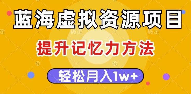蓝海虚拟资源项目，提升记忆力方法，多种变现方式，轻松月入1w+【揭秘】-卿云社