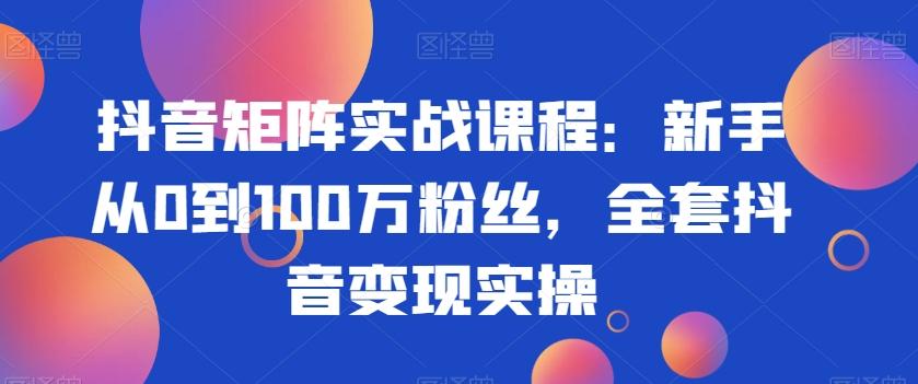 抖音矩阵实战课程：新手从0到100万粉丝，全套抖音变现实操-卿云社