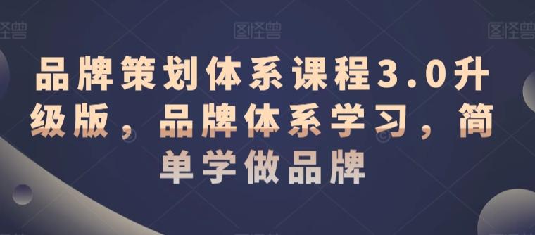 品牌策划体系课程3.0升级版，品牌体系学习，简单学做品牌-卿云社