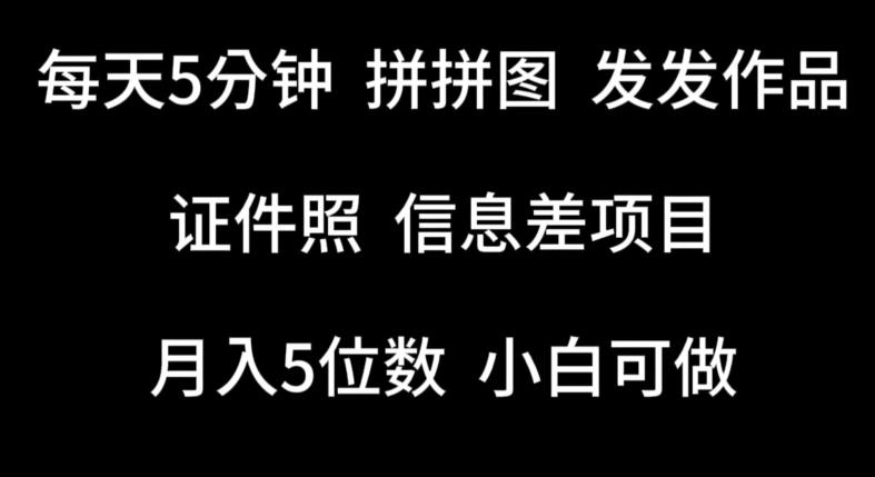 每天5分钟，拼拼图发发作品，证件照信息差项目，小白可做【揭秘】-卿云社