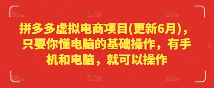 拼多多虚拟电商项目(更新6月)，只要你懂电脑的基础操作，有手机和电脑，就可以操作-卿云社