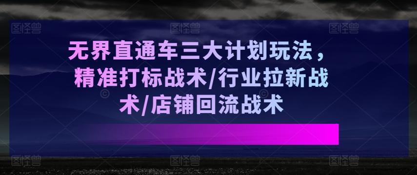 无界直通车三大计划玩法，精准打标战术/行业拉新战术/店铺回流战术-卿云社