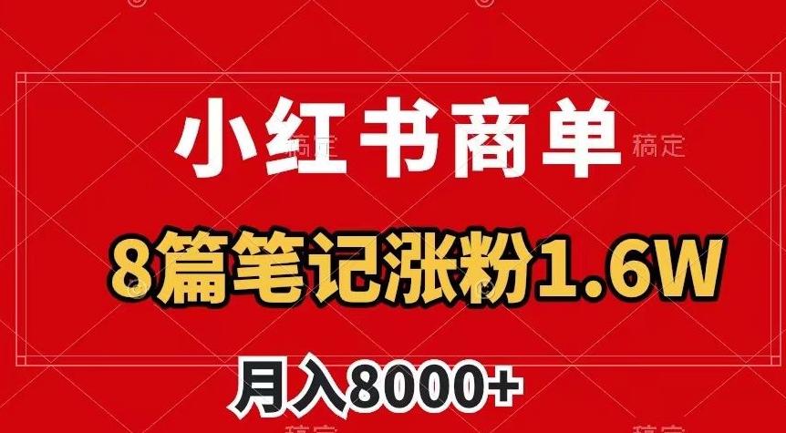小红书商单最新玩法，8篇笔记涨粉1.6w，作品制作简单，月入8000+【揭秘】-卿云社