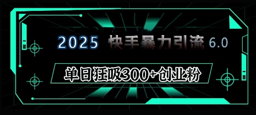 2025年快手6.0保姆级教程震撼来袭，单日狂吸300+精准创业粉-卿云社