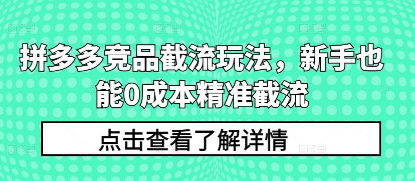 拼多多竞品截流玩法，新手也能0成本精准截流-卿云社
