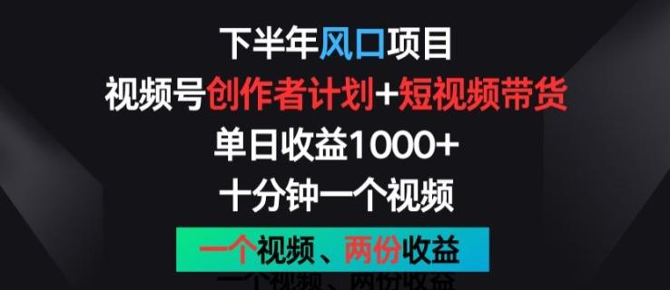 下半年风口项目，视频号创作者计划+视频带货，一个视频两份收益，十分钟一个视频【揭秘】-卿云社
