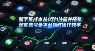新手低成本从0到1注册并搭建多账号全平台矩阵操作教学，手机号-邮箱-IP-工具-卿云社